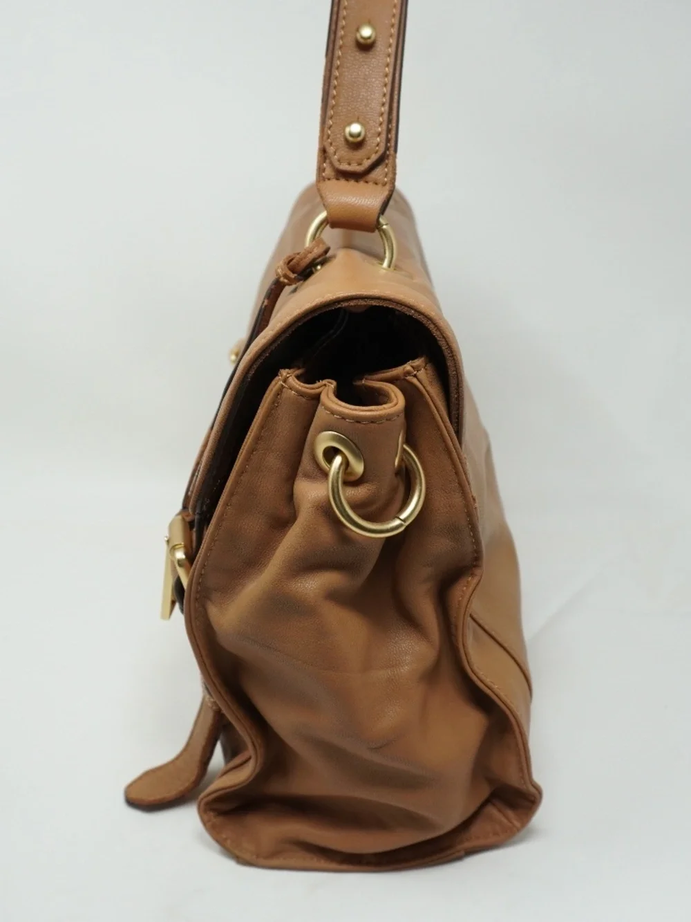 Via Neroli Handbag Tan 100% Leather Color with Gold Hardware